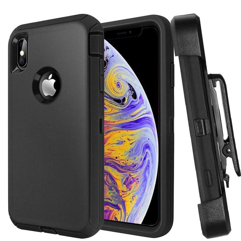 Premium Armor Heavy Duty Case with Clip for iPHONE XR 6.1 (Black Black)